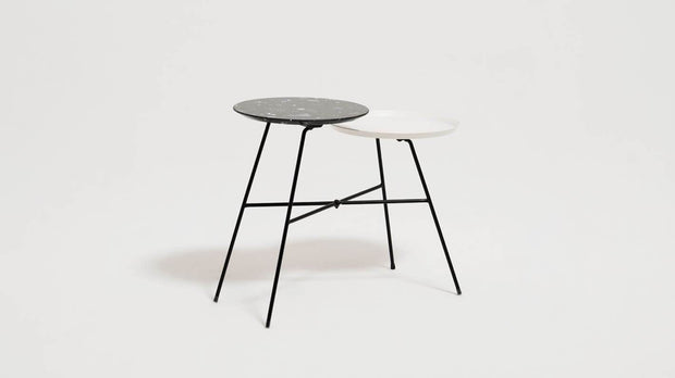 Peggy Side Table - Black Quartz/White