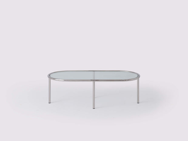 Tubular Oval Coffee Table - Stainless Steel