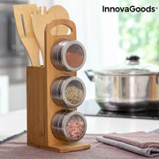 Set of Magnetic Spice Racks with Bamboo Utensils Bamsa InnovaGoods 7 Kappaletta