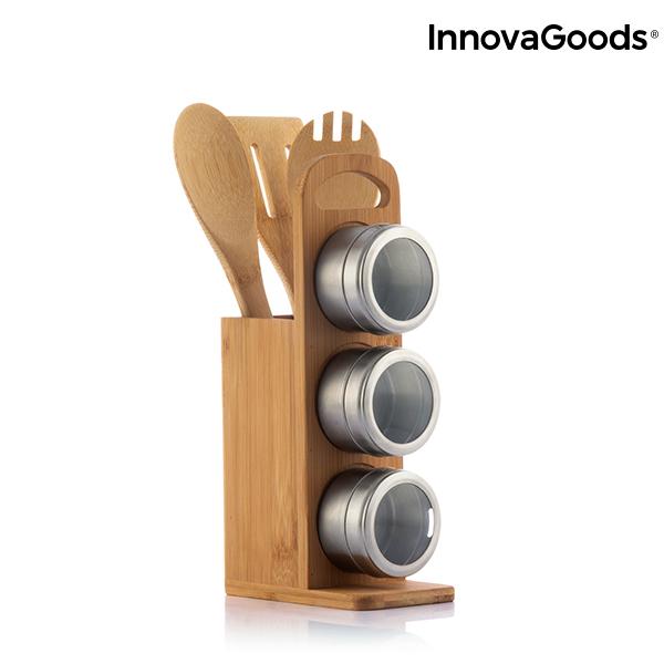 Set of Magnetic Spice Racks with Bamboo Utensils Bamsa InnovaGoods 7 Kappaletta
