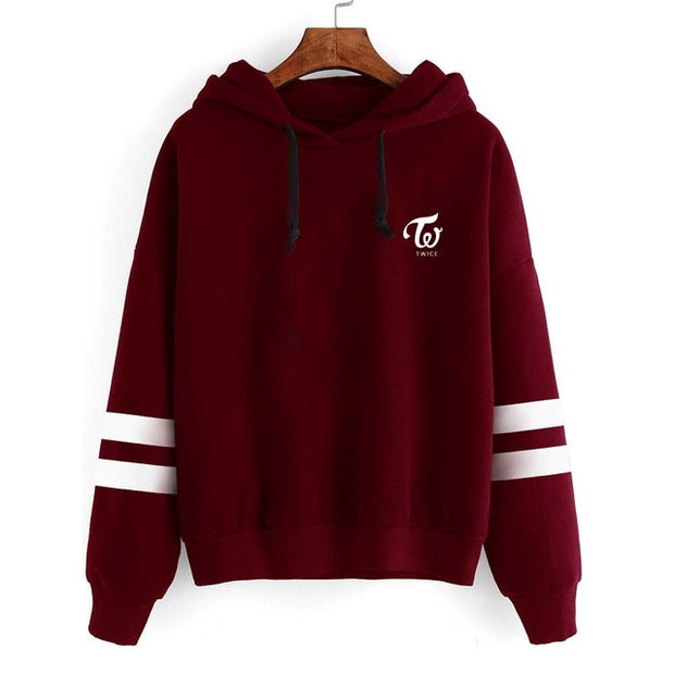 Twice Wine Red Hoody Sweatshirts