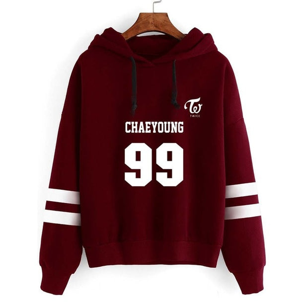 Twice Wine Red Hoody Sweatshirts